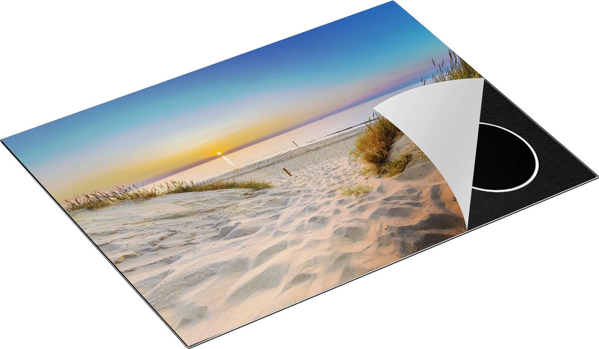 Chefcare Inductie Beschermer Strand en Zee met Zonsondergang - 70x52 cm - Afdekplaat Inductie - Kookplaat Beschermer - Inductie Mat