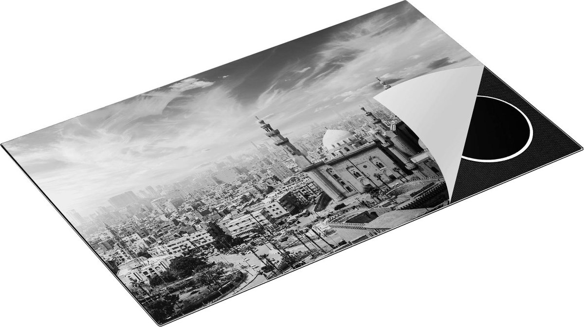 Chefcare Inductie Beschermer Moskee in Cairo, Egypte - Zwart Wit - 85x50 cm - Afdekplaat Inductie - Kookplaat Beschermer - Inductie Mat