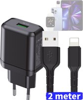 18W USB Power Adapter - Geschikt voor iPhone - Oplader met USB naar 8-PIN Kabel - 2 Meter