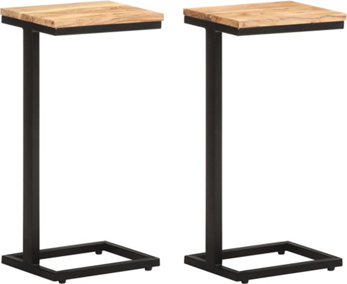 vidaXL Bijzettafels - 2 - st - 31,5x24,5x64,5 - cm - massief - acaciahout Bruin