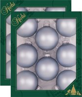 16x boules de Noël en verre 7 cm starlight velours bleu décoration de sapin de Noël - Décorations de Noël/ Décoration de Noël