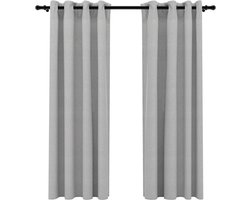 vidaXL - Gordijnen - linnen-look - verduisterend - ogen - 2 - st - 140x175 - cm - grijs