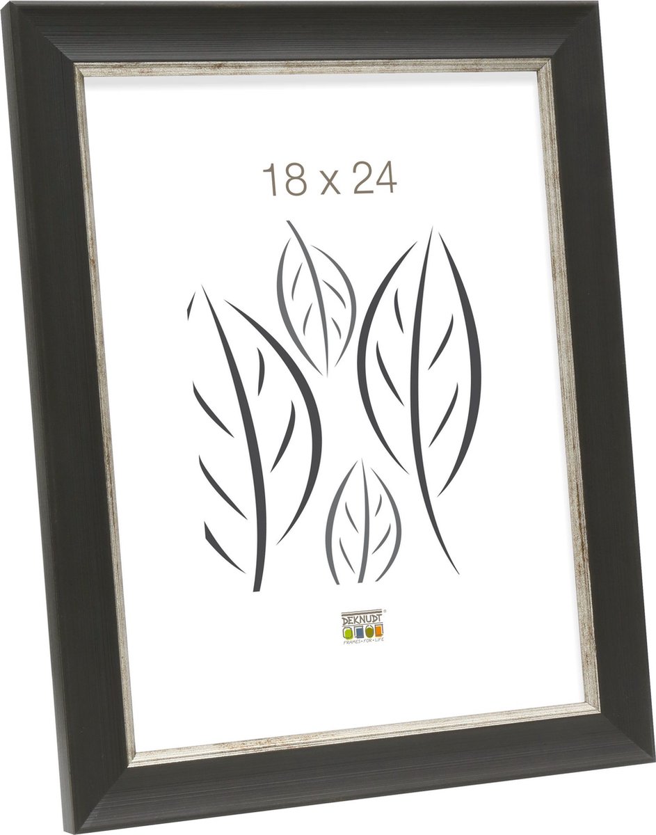 Deknudt Frames fotolijst S45WF2 - zwarte schilderstechniek - 18x24 cm