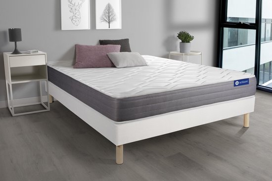 Complete boxspring met matras tweepersoons- Actisom Actimemo dream wit - Traagschuim - 140 x 210 cm