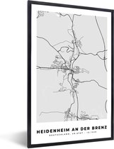 Fotolijst incl. Poster - Duitsland - Kaart - Heidenheim An Der Brenz - Stadskaart - Plattegrond - 40x60 cm - Posterlijst