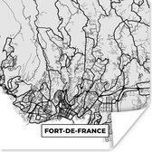 Poster Kaart - Stadskaart - Frankrijk - Fort-de-France - Plattegrond - 30x30 cm