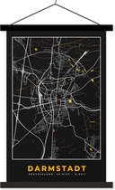 Posterhanger incl. Poster 40x60 cm - Schoolplaat - Darmstadt - Plattegrond - Kaart - Stadskaart - Goud - Duitsland - Textielposter - Zwarte latten - Plattegrond