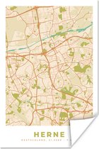 Poster Herne - Stadskaart - Plattegrond - Vintage - Kaart - 120x180 cm XXL