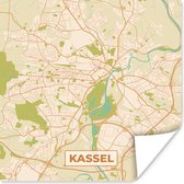 Poster Plattegrond - Kassel - Vintage - Kaart - Stadskaart - 30x30 cm