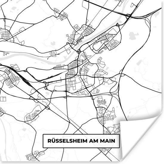 Poster Rüsselsheim am Main - Kaart - Stadskaart - Plattegrond - 100x100 ...