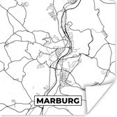 Poster Plattegrond - Kaart - Marburg - Stadskaart - 75x75 cm