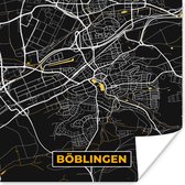 Poster Black and Gold – Stadskaart – Böblingen – Duitsland – Plattegrond – Kaart - 30x30 cm