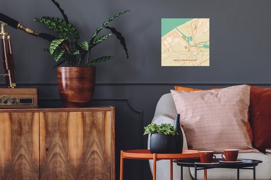 Poster Map - Plan d'étage - Plan de la ville - Vintage - Nieuwpoort - 30x30 cm