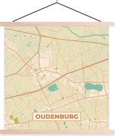 Posterhanger incl. Poster 60x60 cm - Schoolplaat - Plattegrond - Stadskaart - Kaart - Vintage - Oudenburg - Textielposter - Blanke latten - Plattegrond