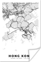 Affiche Hong Kong - City Map - Zwart Wit - Plan d'étage - Carte - 80x120 cm