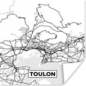 Poster Toulon - Stadskaart - Frankrijk - Kaart - Plattegrond - Zwart wit - 100x100 cm XXL