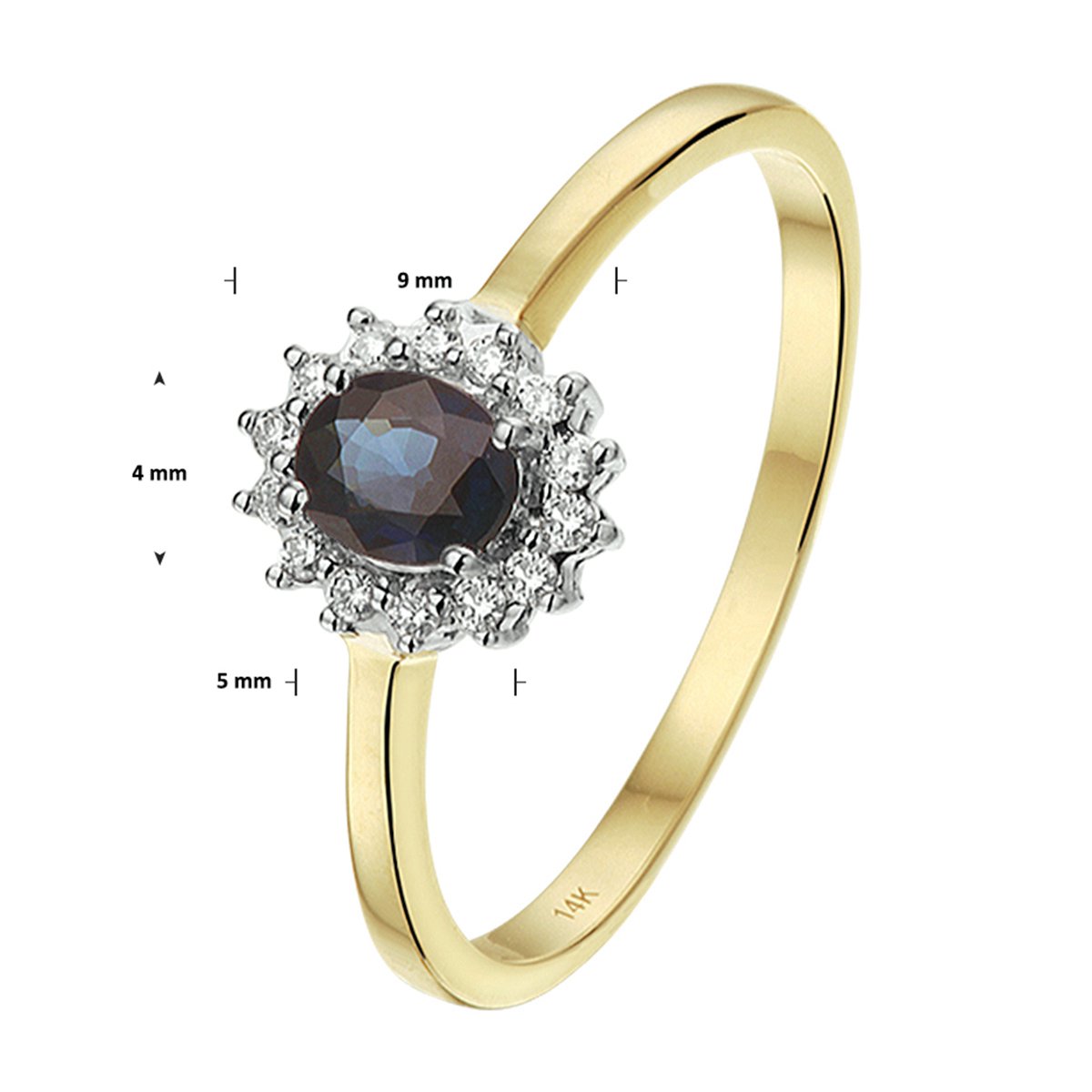 Ring Saffier En Diamant 0.10ct H Si Halo