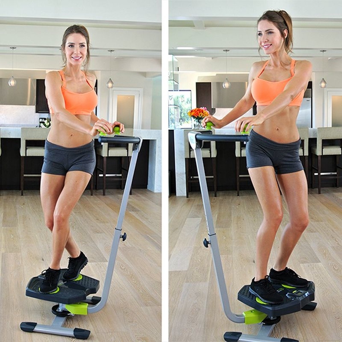 MERACH Hüfttwister, Twist Waist Disc Board für Frauen, Bauchmuskeltrainer mit 2 Widerstandsbändern für Schlanke Taille & Core-Training, Max 120KG, Geräuschloses Heim-Fitnessgerät-Grau