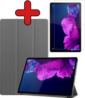 Hoes Geschikt voor Lenovo Tab P11 Plus Hoes Book Case Hoesje Luxe Trifold Cover Met Screenprotector - Hoesje Geschikt voor Lenovo Tab P11 Plus Hoesje Bookcase - Grijs