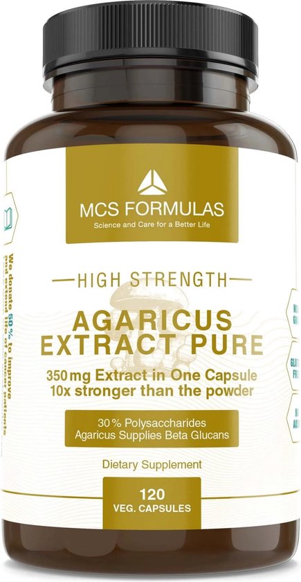 Agaricus Extract 350mg Capsule 30% Polysaccharides 10x stronger than the typical Agaricus powder