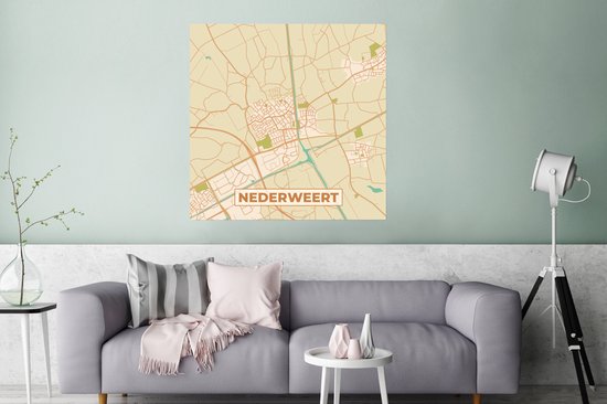 Poster Kaart - Plattegrond - Nederweert - Stadskaart - 75x75 cm