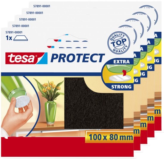 Tesa protect vilt bruin - zelfklevend - beschermend - 100 x 80 mm - 5 stuks