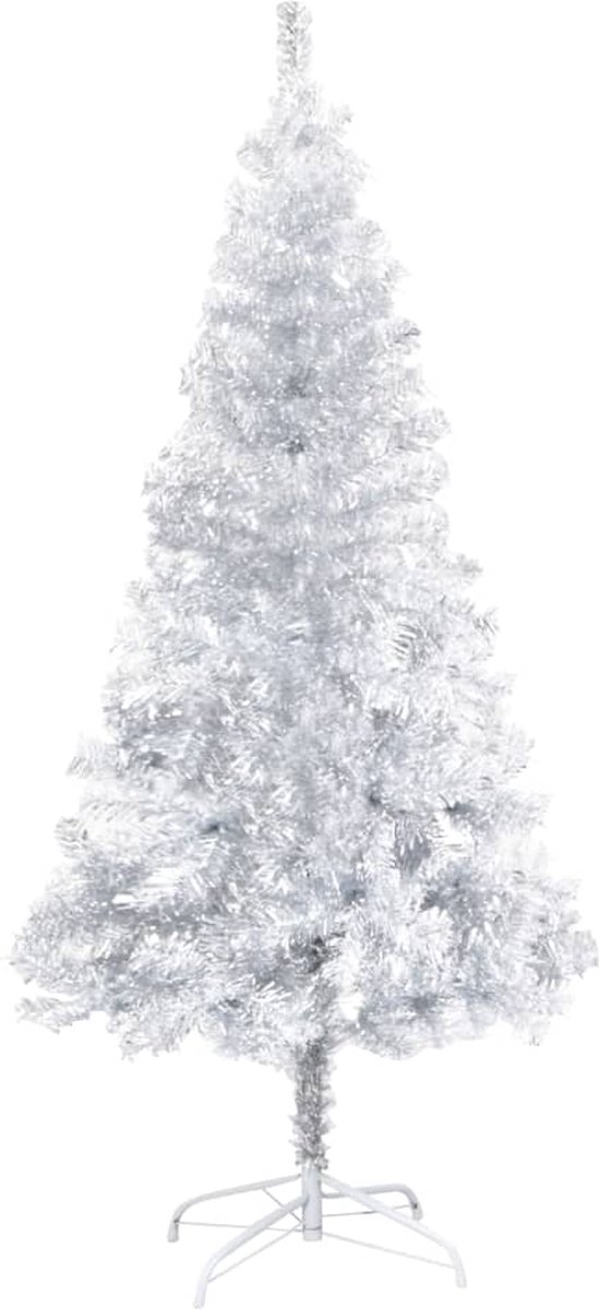 VidaLife Kunstkerstboom met LED's en standaard 150 cm PET zilverkleurig