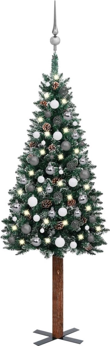 VidaLife Kerstboom met LED's en kerstballen smal 150 cm groen