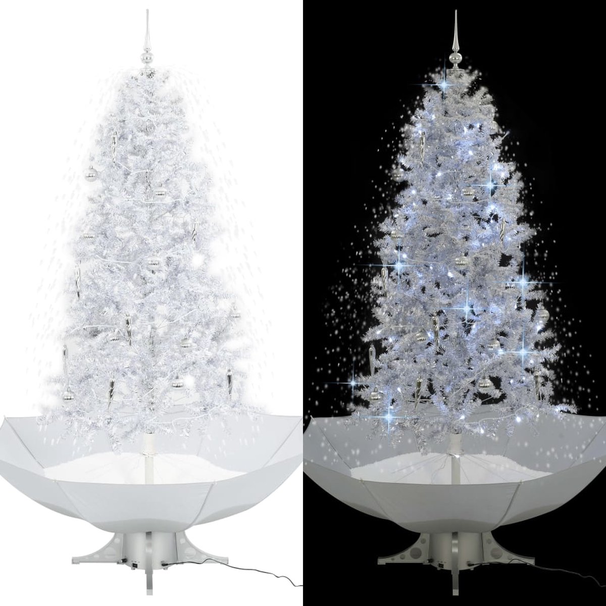 VidaLife Kerstboom sneeuwend met paraplubasis 190 cm wit