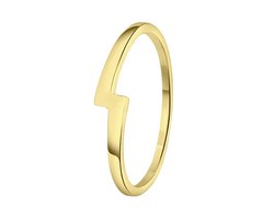 foto van Maat 16 Lucardi Dames Goldplated ring galaxy bliksemschicht - Ring - Cadeau voor vrouwen - Echt Zilver - Goudkleurig