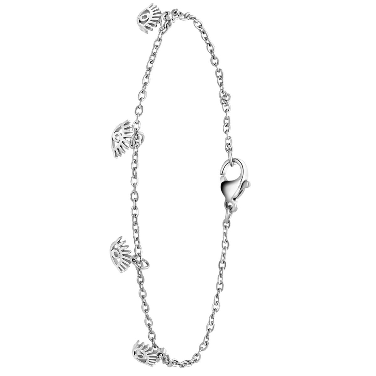 Lucardi - Dames Armband met hanger oogjes - Staal - Armband - Cadeau - 20 cm - Zilverkleurig