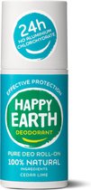 Happy Earth Pure Déodorant Roll-On Cedar Lime 75 ml - 100% naturel