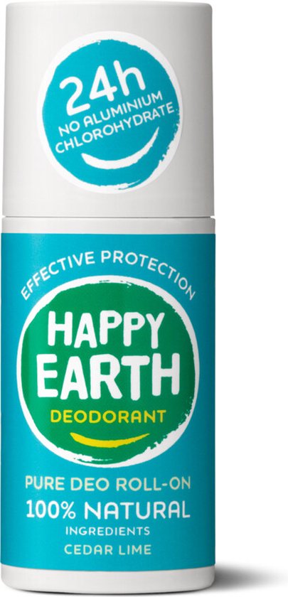 Happy Earth 100% Natuurlijke Deodorant Roll-On Cedar Lime 75 ml