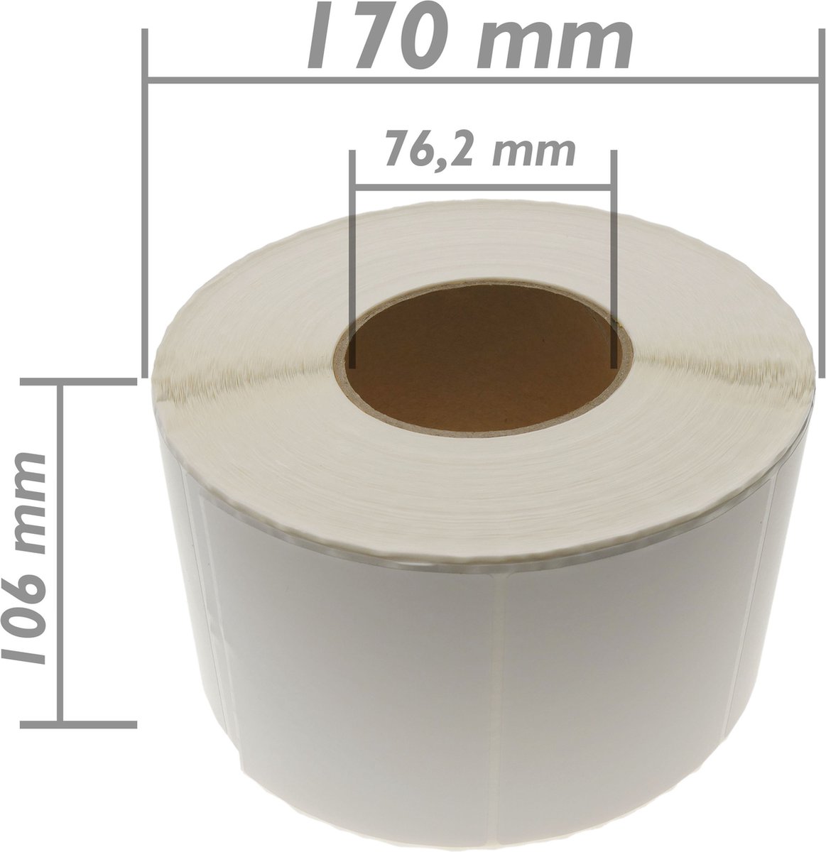 BeMatik - Rol van 1200 zelfklevende etiketten voor directe thermische printer 101.6x101.6mm 8 eenheden