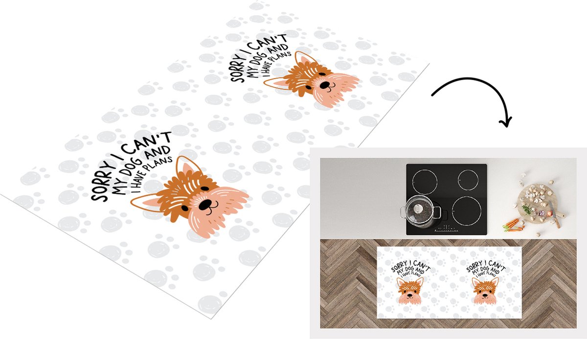 KitchenYeah Keukenloper - Loper keuken - Hond - Spreuken - Quotes - Sorry I can't my dog and I have plans - 120x60 cm - Keukenloper vinyl Multicolor