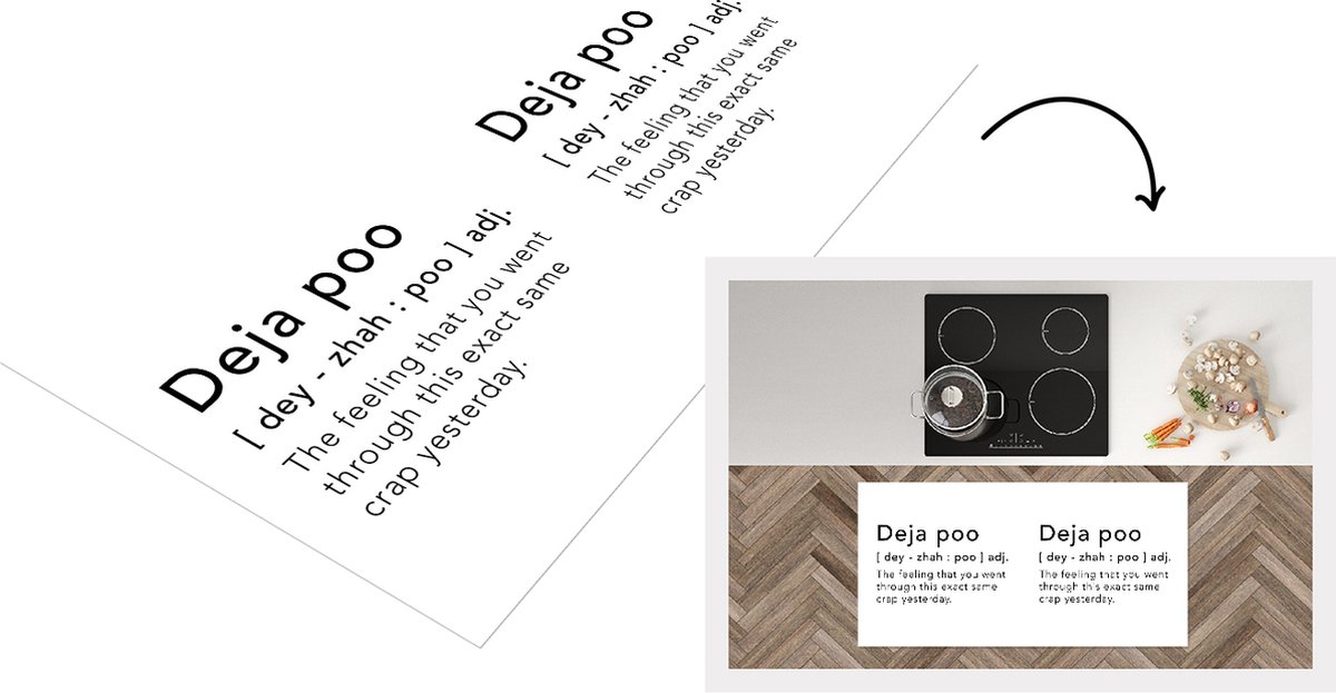 KitchenYeah Keukenloper - Loper keuken - Spreuken - Quotes - The feeling that you went through this exact same crap yesterday - Deja vu - 120x60 cm - Keukenloper vinyl Multicolor