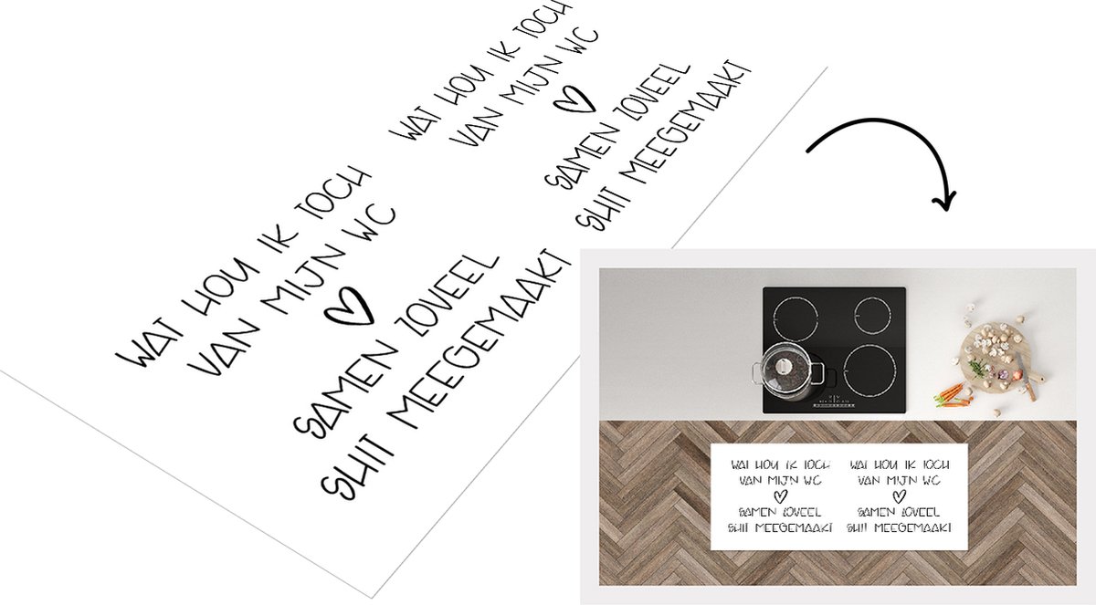 KitchenYeah Keukenloper - Loper keuken - Spreuken - Quotes - Wat hou ik toch van mijn wc, samen zoveel shit meegemaakt - Shit - 120x50 cm - Keukenloper vinyl Multicolor