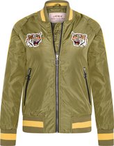 MHM Fashion - Kinderjas maat S zomer Bomber Jacket Tiger Heads Army - Groen