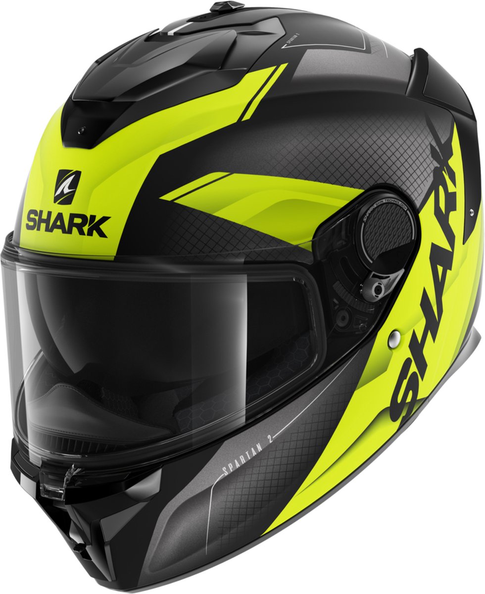 Shark Spartan Gt Blank Mat Bcl. Micr. Black Anthracite Yellow Kay XL - Maat XL - Helm