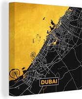 Canvas Schilderij Dubai - Goud - Stadskaart - Plattegrond - Kaart - 90x90 cm - Wanddecoratie