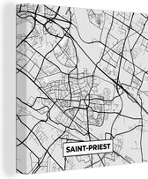 Canvas Schilderij Saint-Priest – Plattegrond - Frankrijk – Kaart – Stadskaart - 20x20 cm - Wanddecoratie