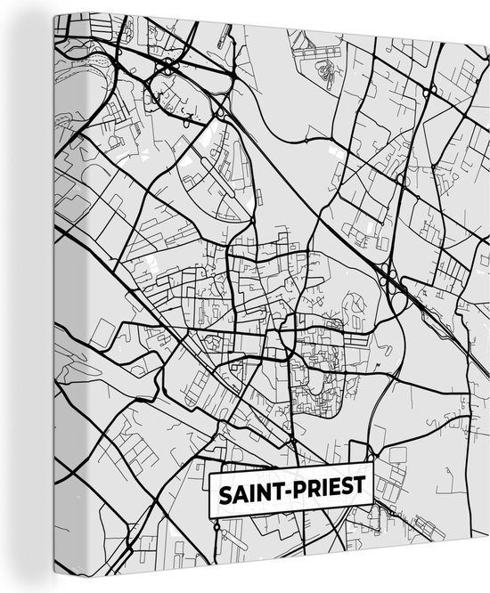 Canvas Schilderij Saint-Priest – Plattegrond - Frankrijk – Kaart – Stadskaart - 20x20 cm - Wanddecoratie