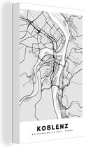 Canvas schilderij 90x140 cm - Wanddecoratie Koblenz - Kaart - Stadskaart - Duitsland - Plattegrond - Muurdecoratie woonkamer - Slaapkamer decoratie - Kamer accessoires - Schilderijen