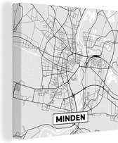 Tableau sur toile Minden - Carte - Plan de ville - Allemagne - Plan d'étage - 90x90 cm - Décoration murale