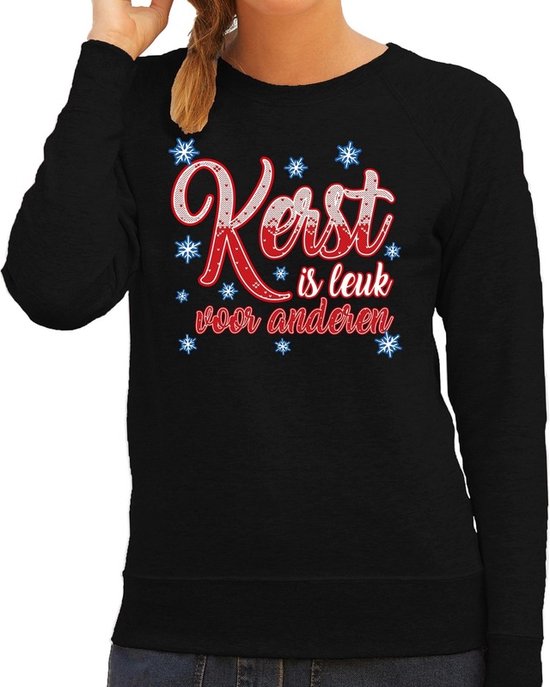 Foute kersttrui / sweater zwart kerst is leuk voor anderen voor dames - kerstkleding / christmas outfit XL