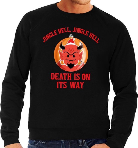 Foute kersttrui / sweater voor heren - zwart - Duivel Jingle Hell XXL