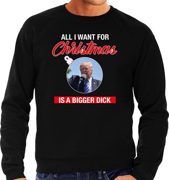 Foto: Trump all i want for christmas foute kerst trui zwart heren kerst sweater kerst outfit xl