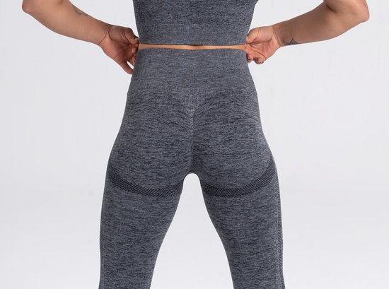 Mives® Sportlegging dames - Sportkleding dames - Sportbroek dames - Shape legging - Sportlegging dames high waist - Hardloopbroek dames - yoga legging dames - GRIJS - Maat L van Mives® — afbeelding 3