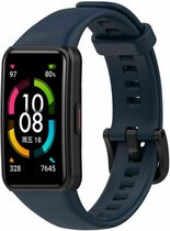 Siliconen Smartwatch bandje - Geschikt voor Honor Band 6 siliconen bandje - donkerblauw - Strap-it Horlogeband / Polsband / Armband
