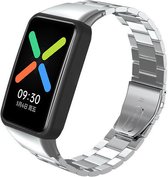 Stalen Smartwatch bandje - Geschikt voor Oppo Watch Free stalen bandje - zilver - Strap-it Horlogeband / Polsband / Armband - Watch Free